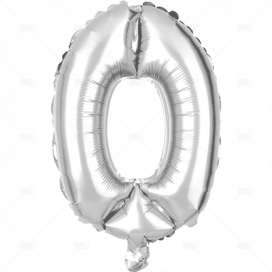 Party Balloon Silver Number 0 1pc/24