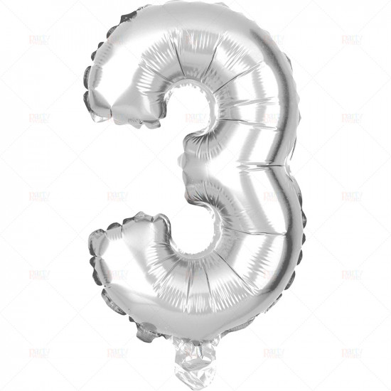 Party Balloon Silver Number 3 1pc/24