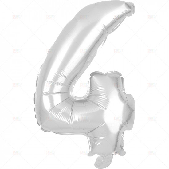 Party Balloon Silver Number 4 1pc/24
