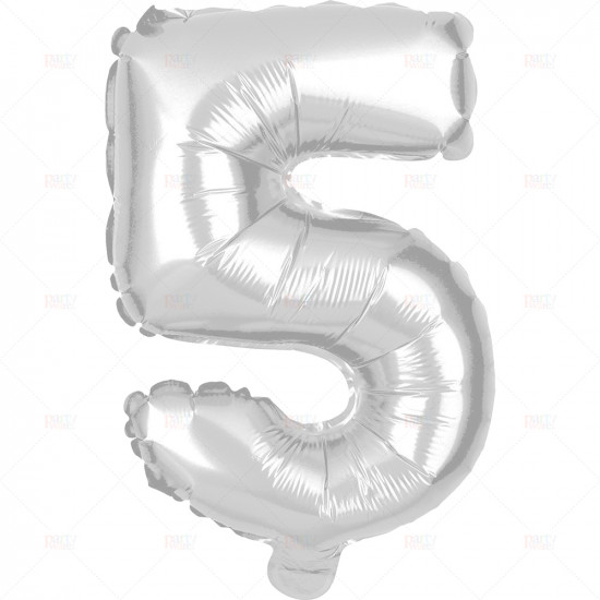 Party Balloon Silver Number 5 1pc/24