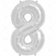 Party Balloon Silver Number 8 1pc/24