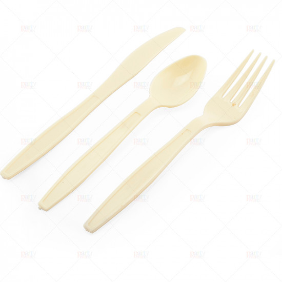 Cutlery Delux Cream Plastic 24pcs/24