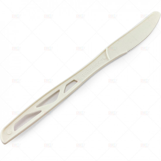Cutlery Knife Plastic White Bio Degradable 50pc/20