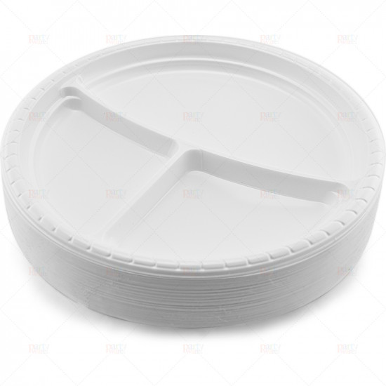 Plates Plastic White 3compartments 50pc/12