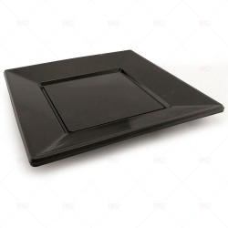 Plates Plastic Black Square 23cm 6pc/36
