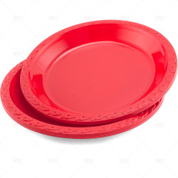Plates Plastic Round Red 26cm 6pc/30