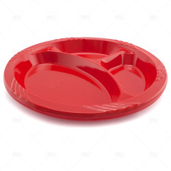 Plates Plastic 3compartments Red 6pc/40
