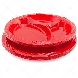 Plates Plastic 3compartments Red 6pc/40