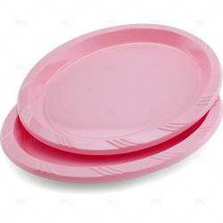 Plates Plastic Oval Pink 26cm 5pc/30