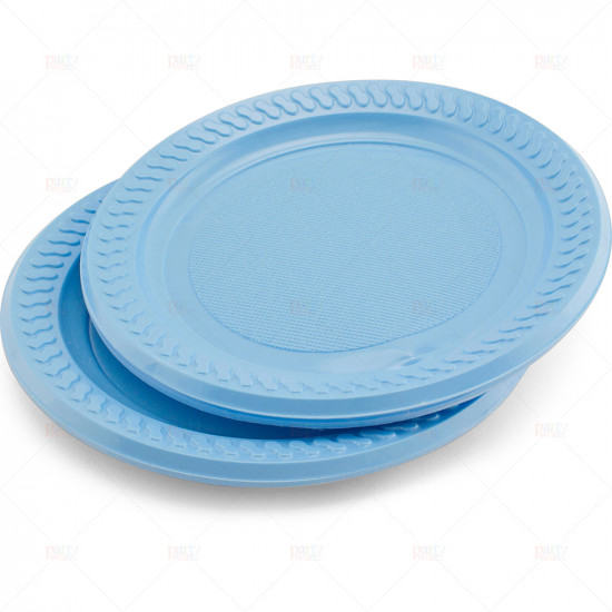 Plates Plastic Light Blue 18cm 15pc/30