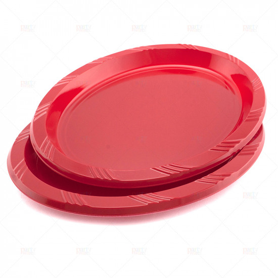 Plates Plastic Oval Red 26cm 5pc/30