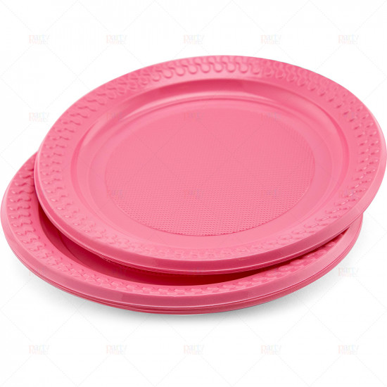 Plates Plastic Pink 18cm 15pc/30