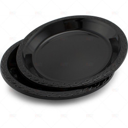Plates Plastic Black 26cm 6pc/40