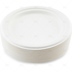 Plates Bagasse White 18cm 50pc/20