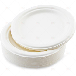 Plates Bagasse White 18cm 50pc/20
