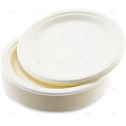 Plates Bagasse White 26cm 50pc/10