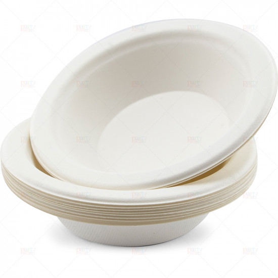 Plates Bagasse Bowl  White 12oz 10pc/24
