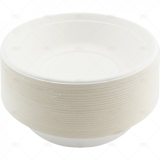 Plates Bagasse Bowl White 32oz 50pc/10