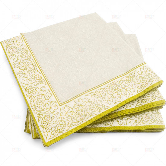 Napkins Design 3Ply Silver With Gold Border 33cm 20pc/12